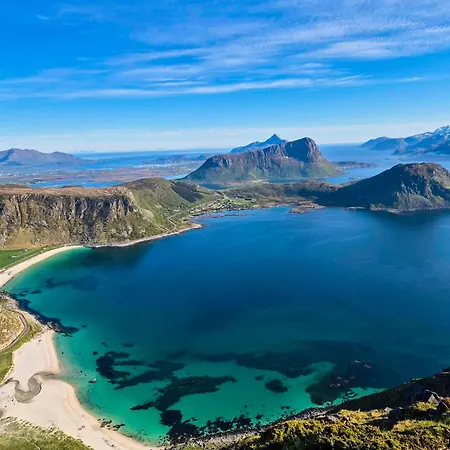 Scenic Lofoten Fjord View Aurora & Midnight Sun